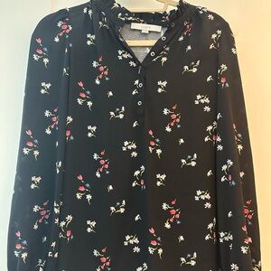 LOFT Black Buttoned Blouse